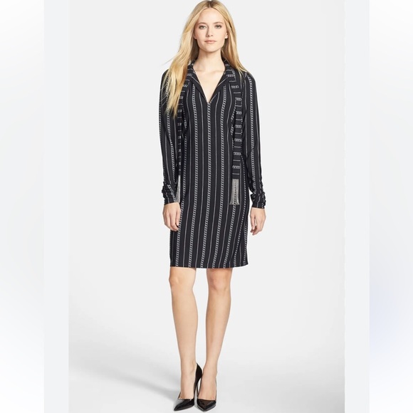 Michael Kors black chain tie neck dress L - Picture 2 of 8